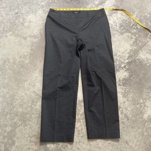 Talbots Classic Side Zip Polka Dot Crop Navy Blue Pant Size 8 Cotton Blend